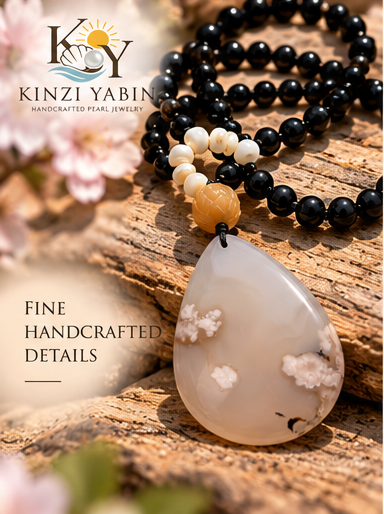 Cloud Blossom Agate Pendant