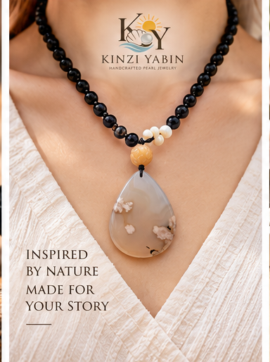 Cloud Blossom Agate Pendant