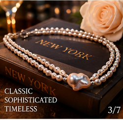 Blush Heart Baroque Pearl Double-Strand Necklace