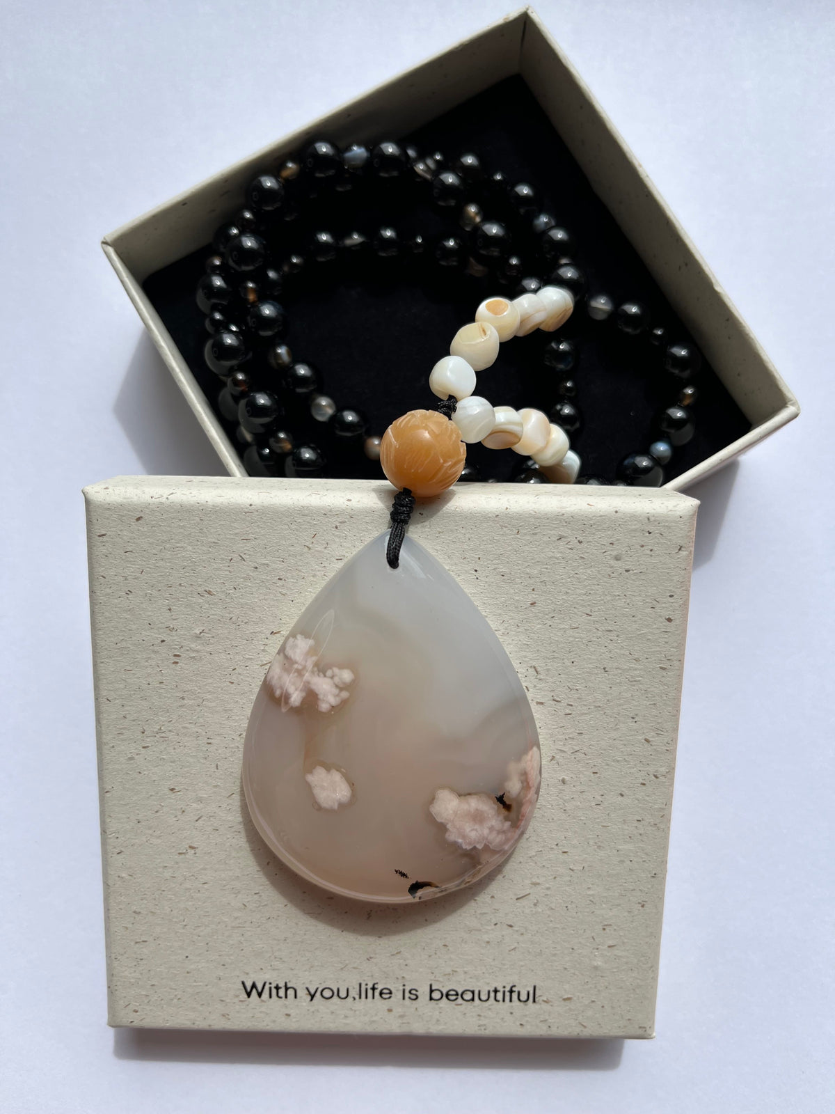 Cloud Blossom Agate Pendant
