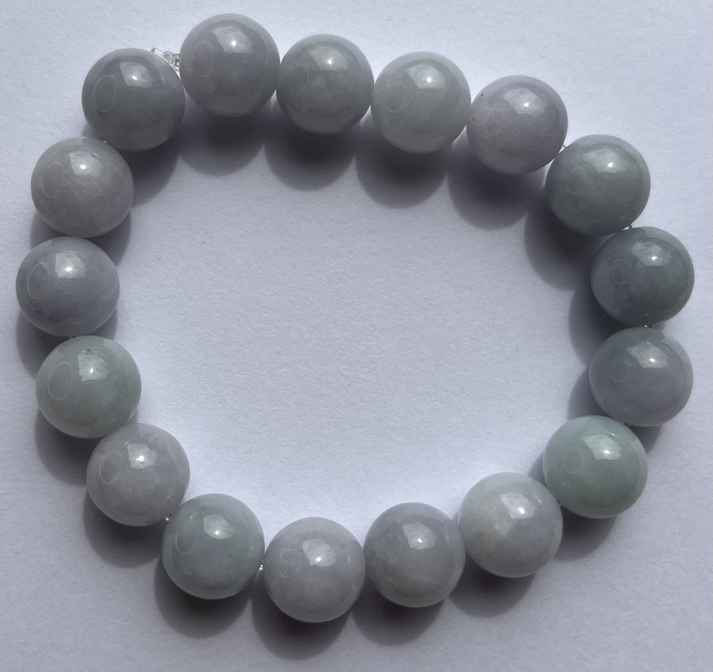 Natural Burmese Jadeite Beaded Bracelet – Soft Green & Lavender Jade Gemstone Bracelet