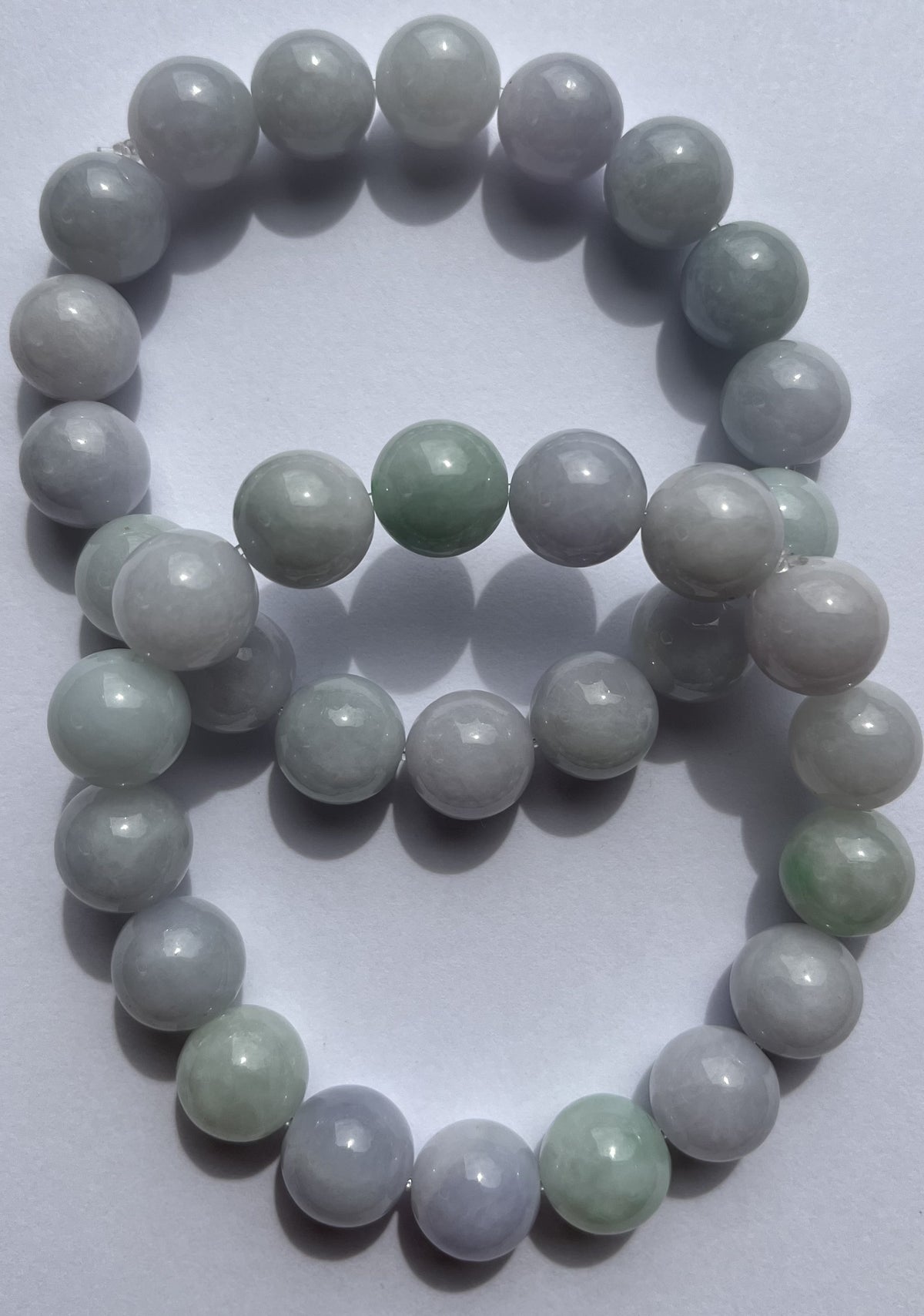 Natural Burmese Jadeite Beaded Bracelet – Soft Green & Lavender Jade Gemstone Bracelet