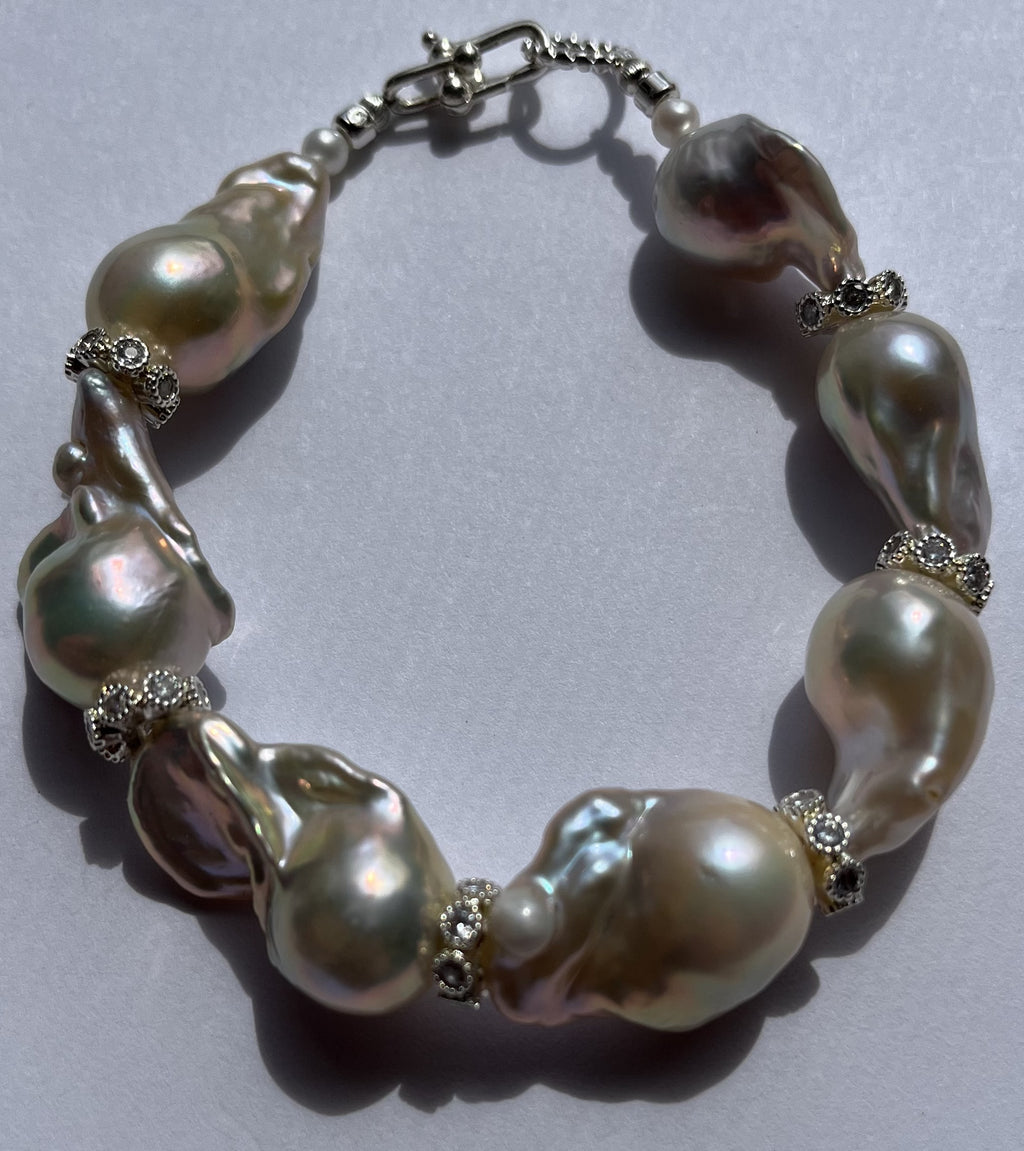 Imperial Flame Baroque Pearl Statement Bracelet