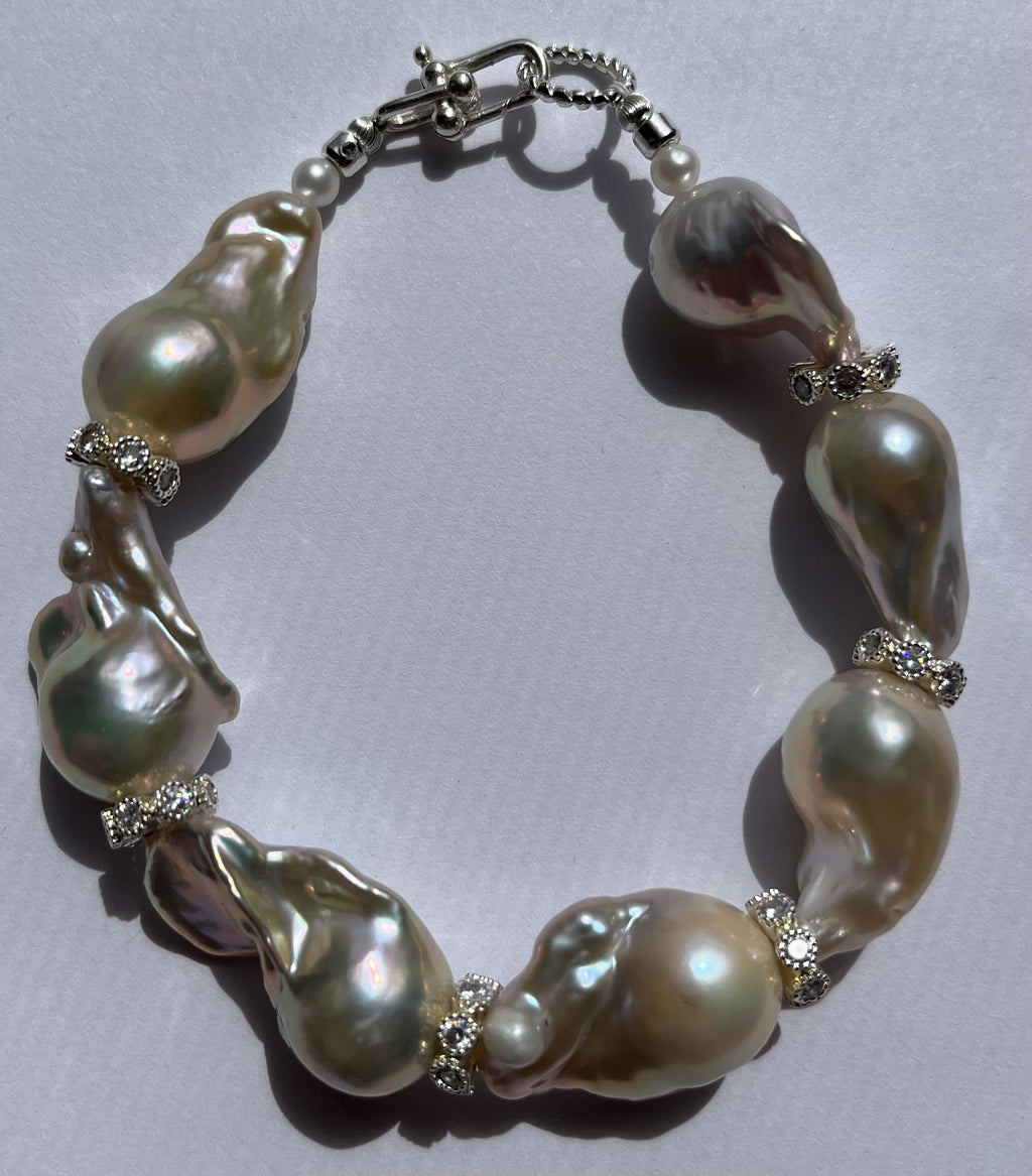 Imperial Flame Baroque Pearl Statement Bracelet