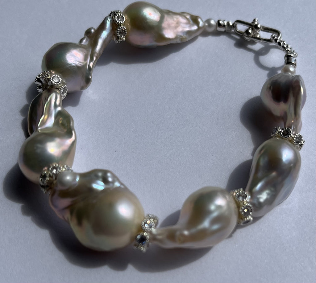 Imperial Flame Baroque Pearl Statement Bracelet