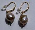 Midnight Baroque Pearl Drop Earrings – Gold Freshwater Pearl Dangle Earrings