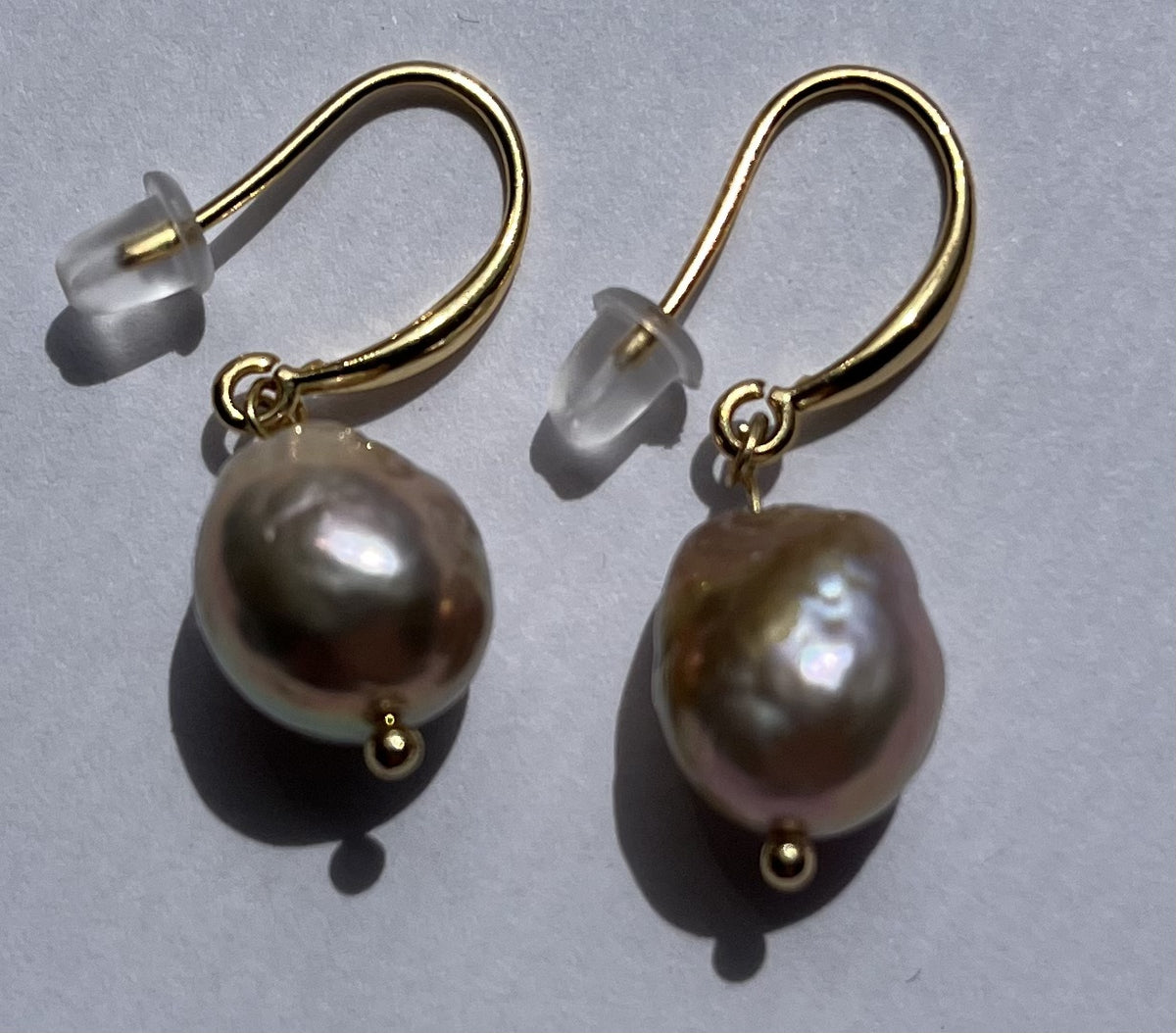 Midnight Baroque Pearl Drop Earrings – Gold Freshwater Pearl Dangle Earrings