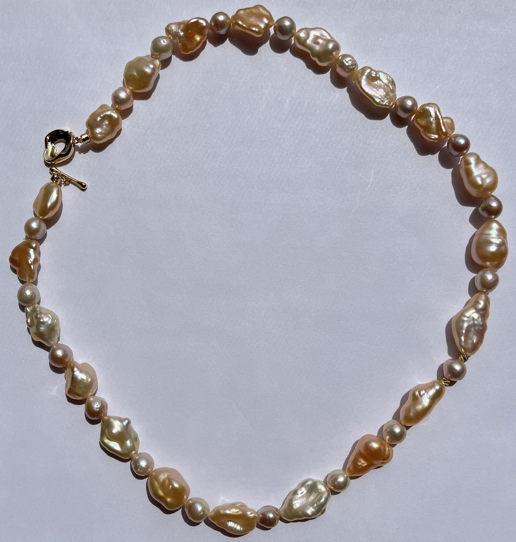 Blush Gold Baroque Pearl Necklace
