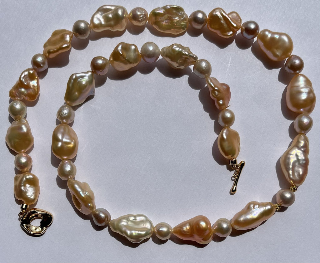 Blush Gold Baroque Pearl Necklace