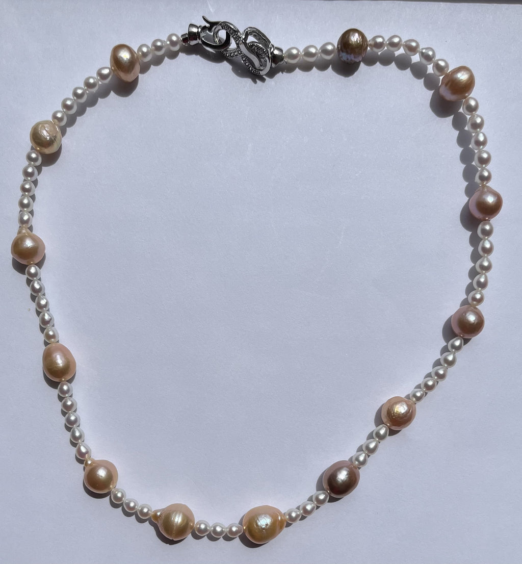 Blush Pearl Station Necklace