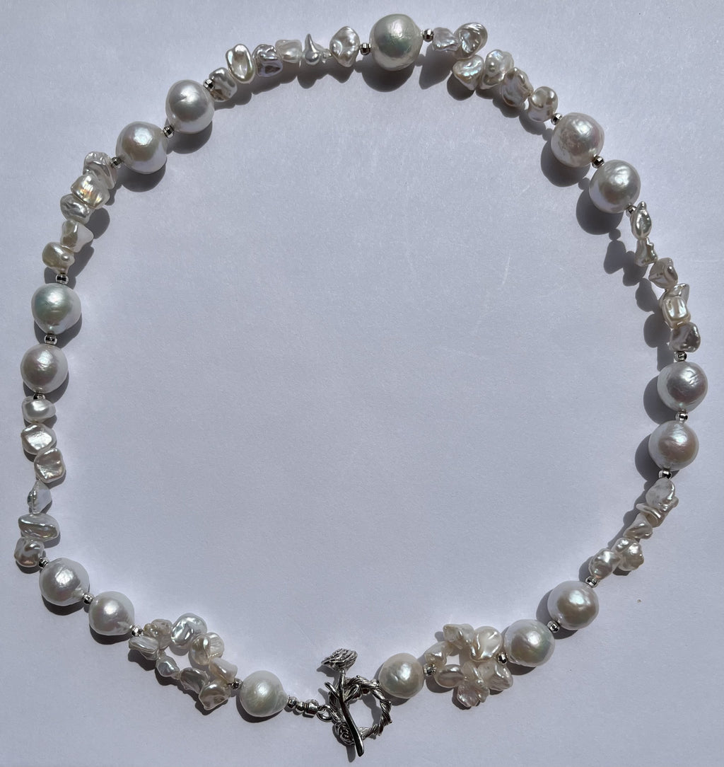 Lotus Bloom Baroque Pearl Statement Necklace