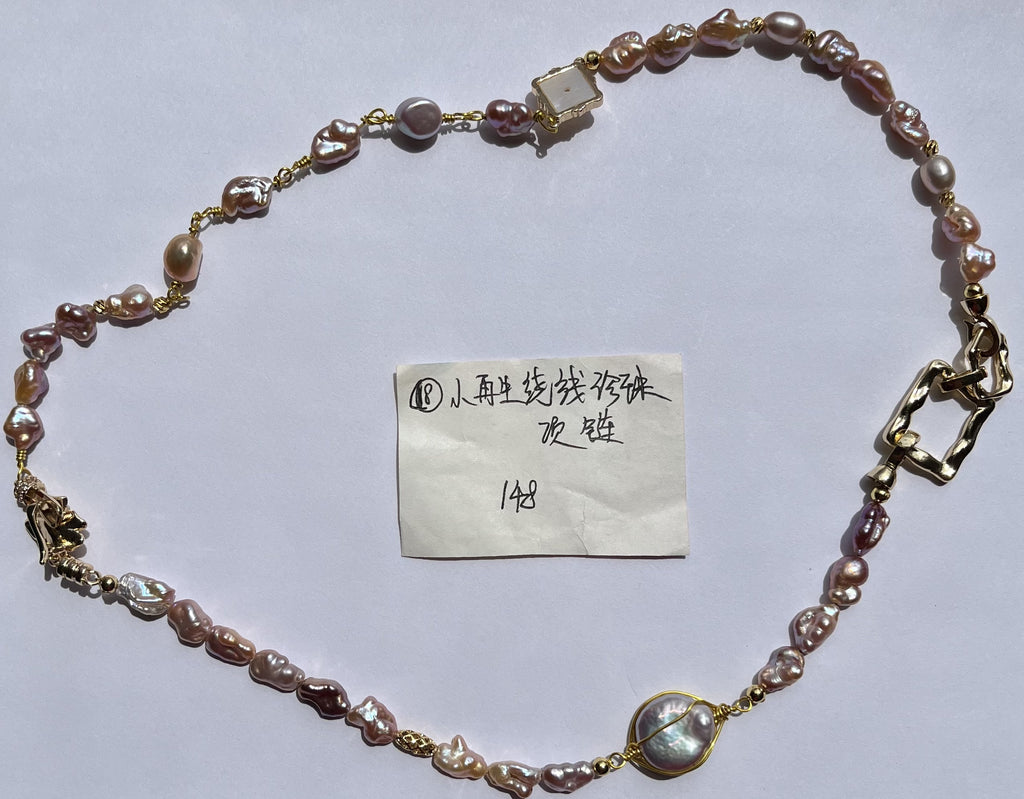 Blush Pearl Charm Station Necklace