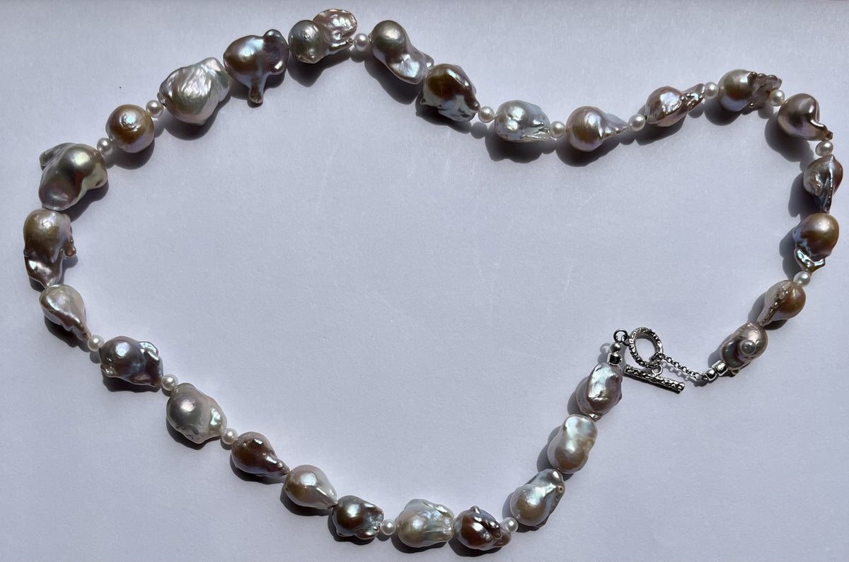 Mermaid Baby Baroque Pearl Necklace – Iridescent Freshwater Pearl Statement Choker