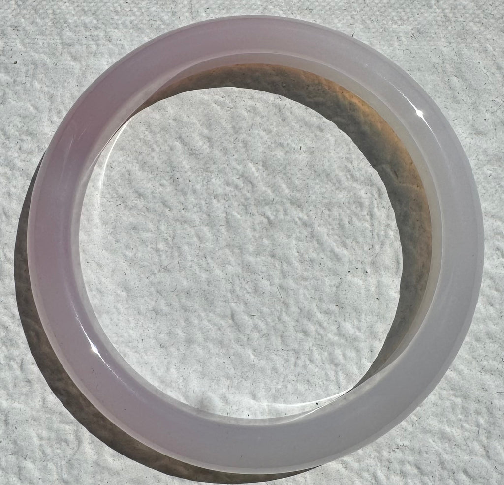 Blush Rose & White Agate Bangle – Natural Pink and White Chalcedony Gemstone Bracelet