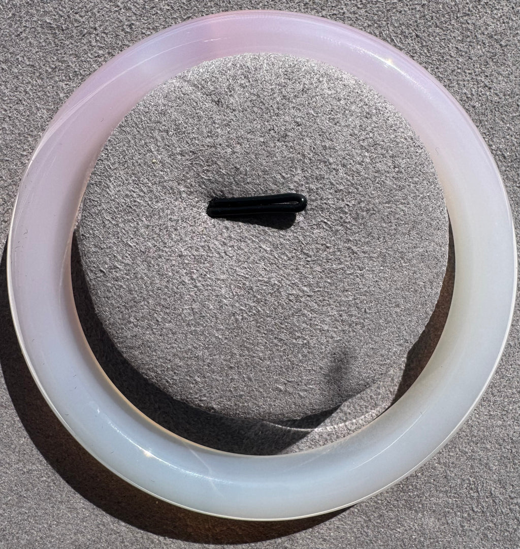 Blush Rose & White Agate Bangle – Natural Pink and White Chalcedony Gemstone Bracelet