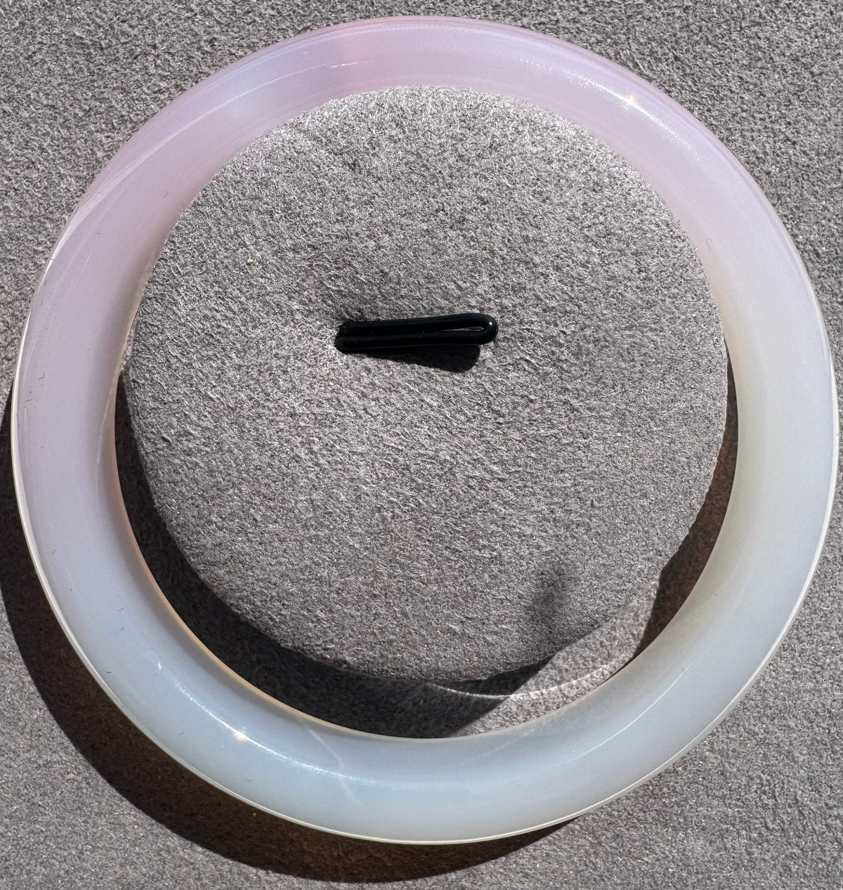 Blush Rose & White Agate Bangle – Natural Pink and White Chalcedony Gemstone Bracelet