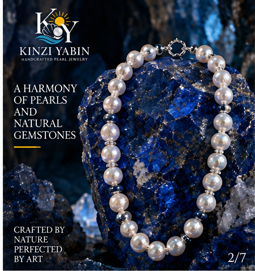 Blue Azurite Baroque Pearl Statement Necklace
