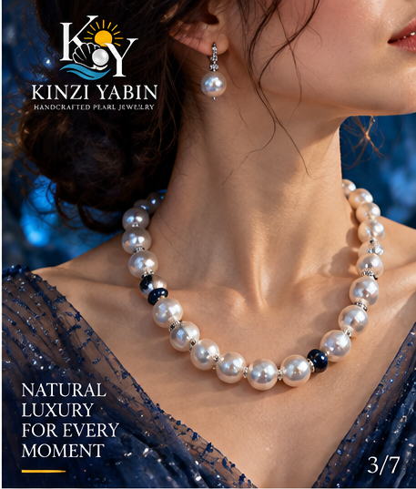 Blue Azurite Baroque Pearl Statement Necklace
