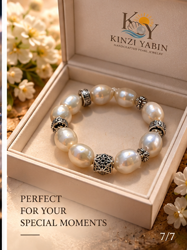 Vintage Baroque Freshwater Pearl Bracelet with Antique Silver Accents