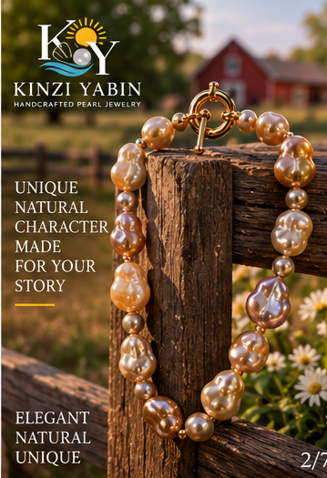 Blush Gold Baroque Pearl Necklace