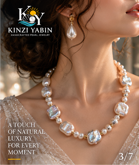 Baroque Pearl Station Necklace – Modern Freshwater Pearl Statement Necklace