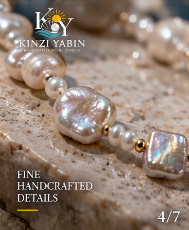 Baroque Pearl Station Necklace – Modern Freshwater Pearl Statement Necklace